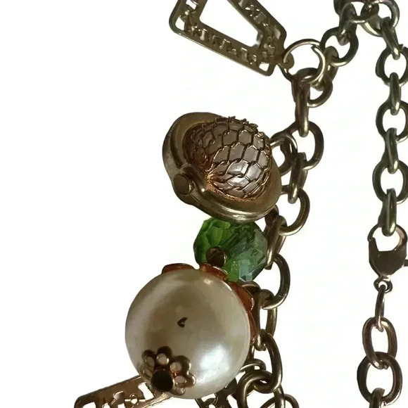 Vintage Gold beaded charm bracelet women’s jewelry dangle - Picture 3 of 6